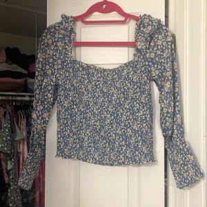 Reformation Stretch Material Long Crop Blouse